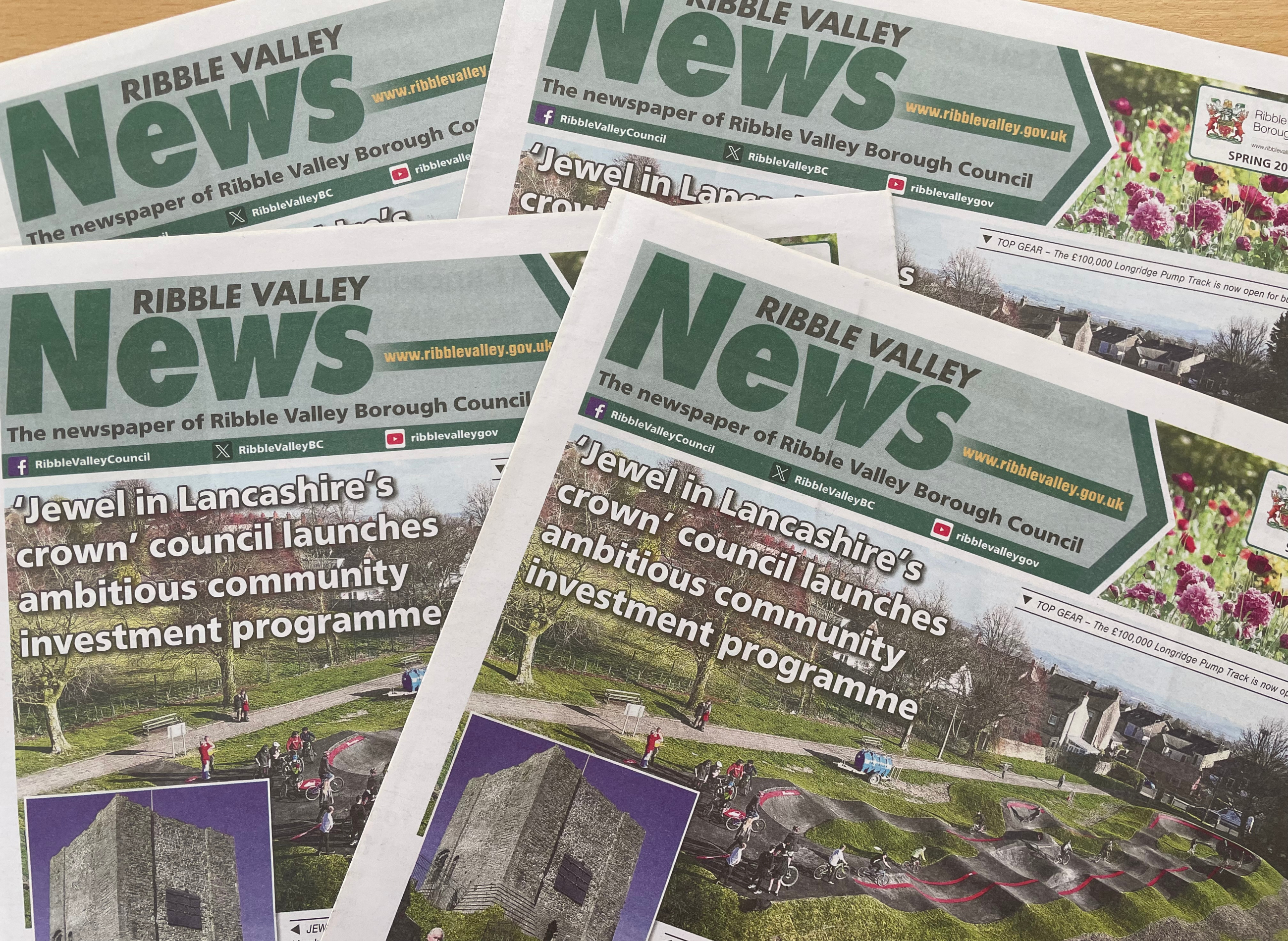 Multiple copies of Ribble Valley News newspaper