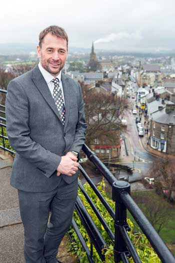Stephen Atkinson at the top of Clitheroe Castle