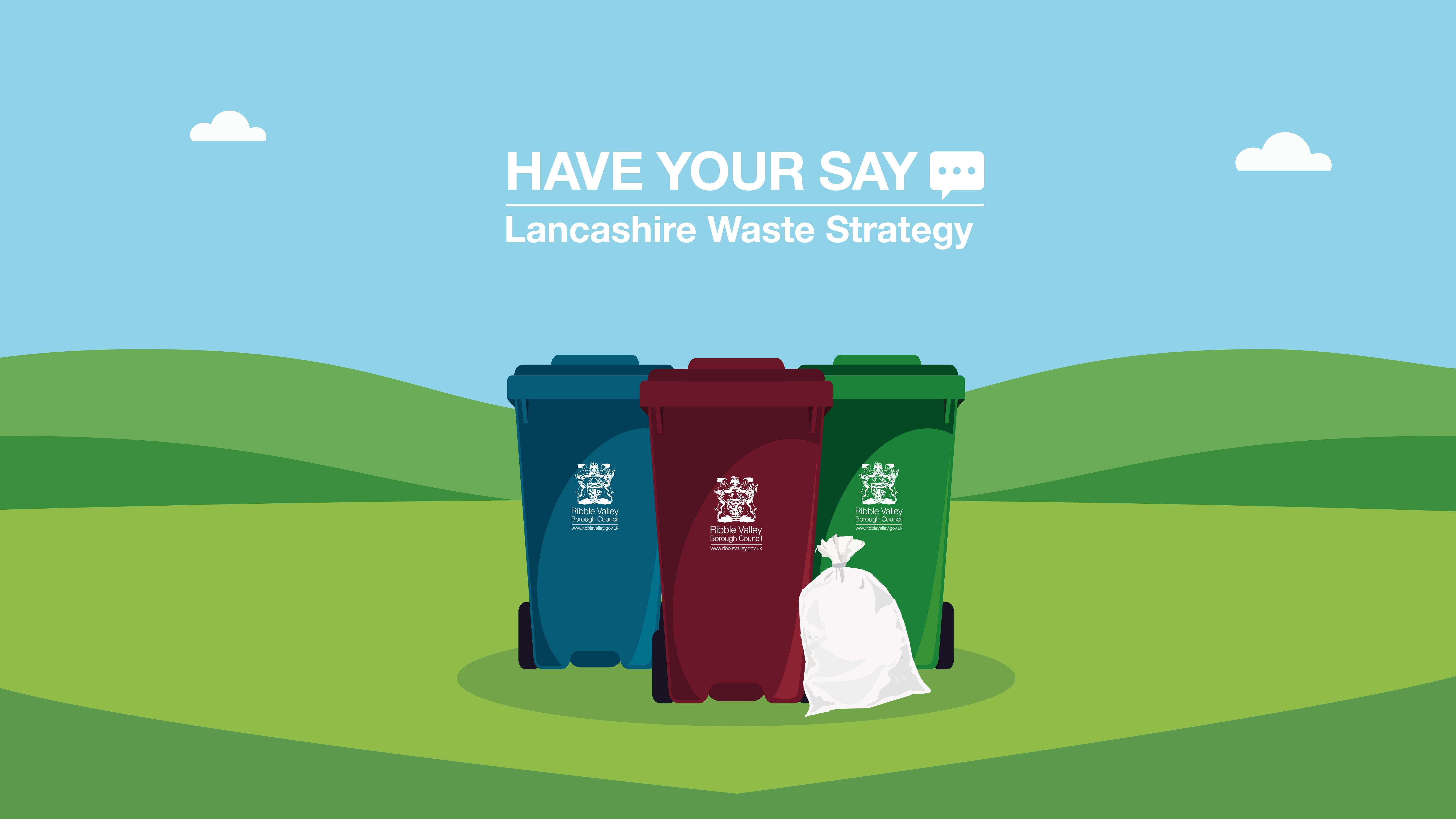 A collection of Ribble Valley Borough Council Bins.