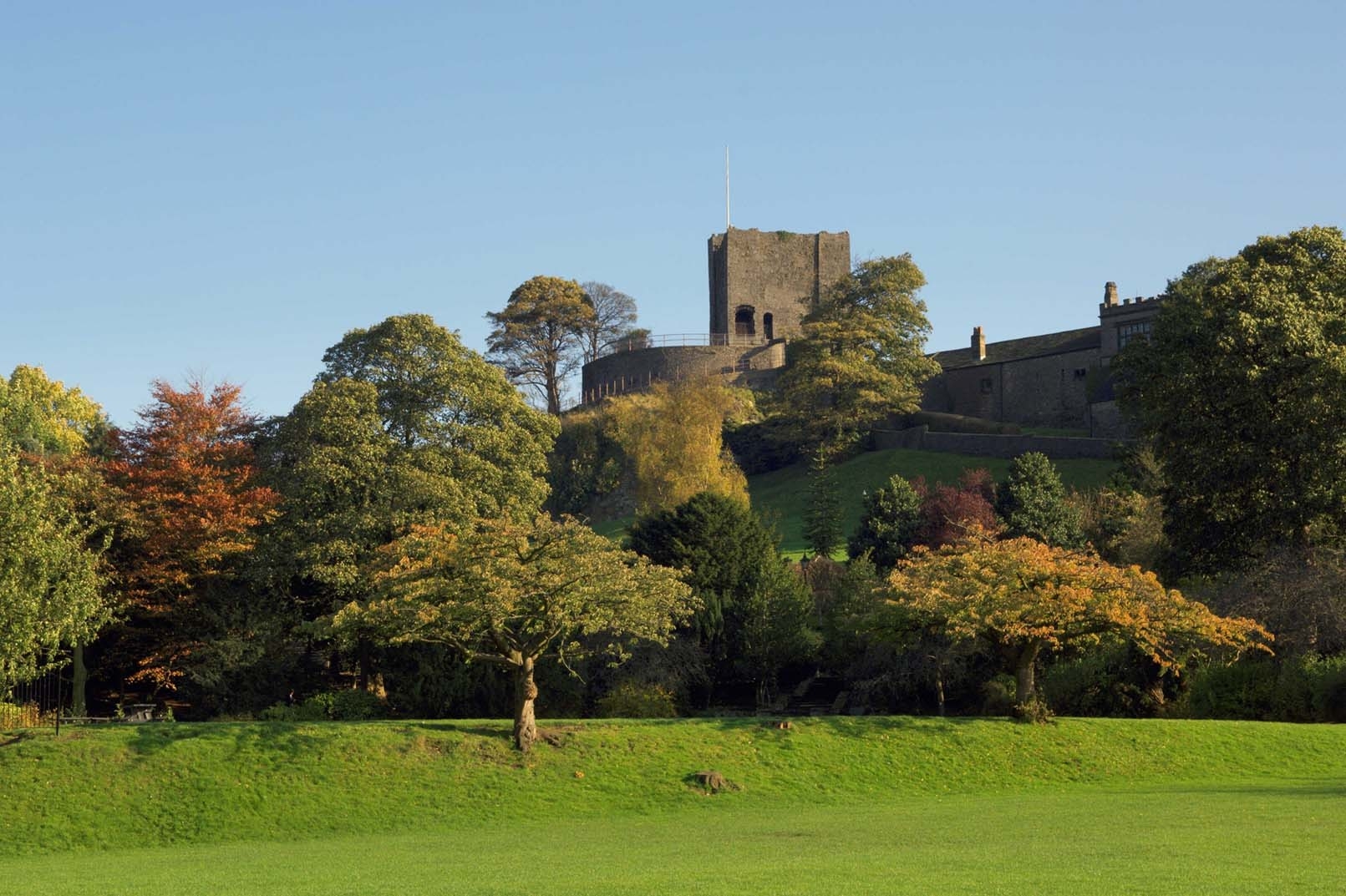 Clitheroe Castle and Castle Field in Autumn