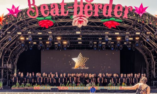 Citheroe Pop Choir performing on stage at Beatherder