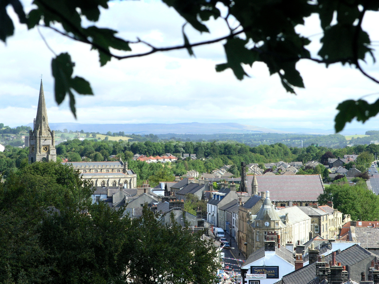 Clitheroe Town Centre viewed from the castle