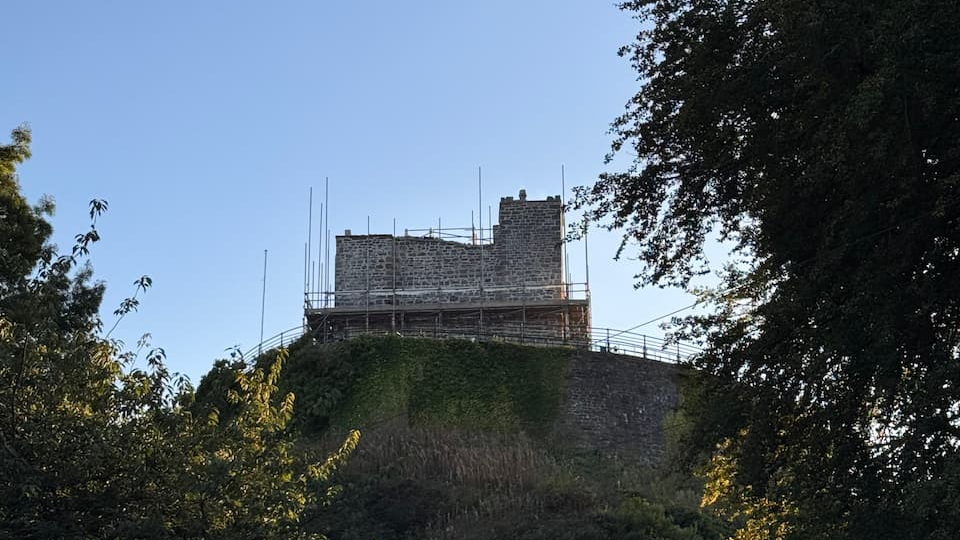 Clitheroe Castle with scaffolding