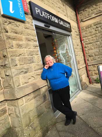 Dorothy Dowling outside Clitheroe Tourist Information Centre and Platform Gallery.