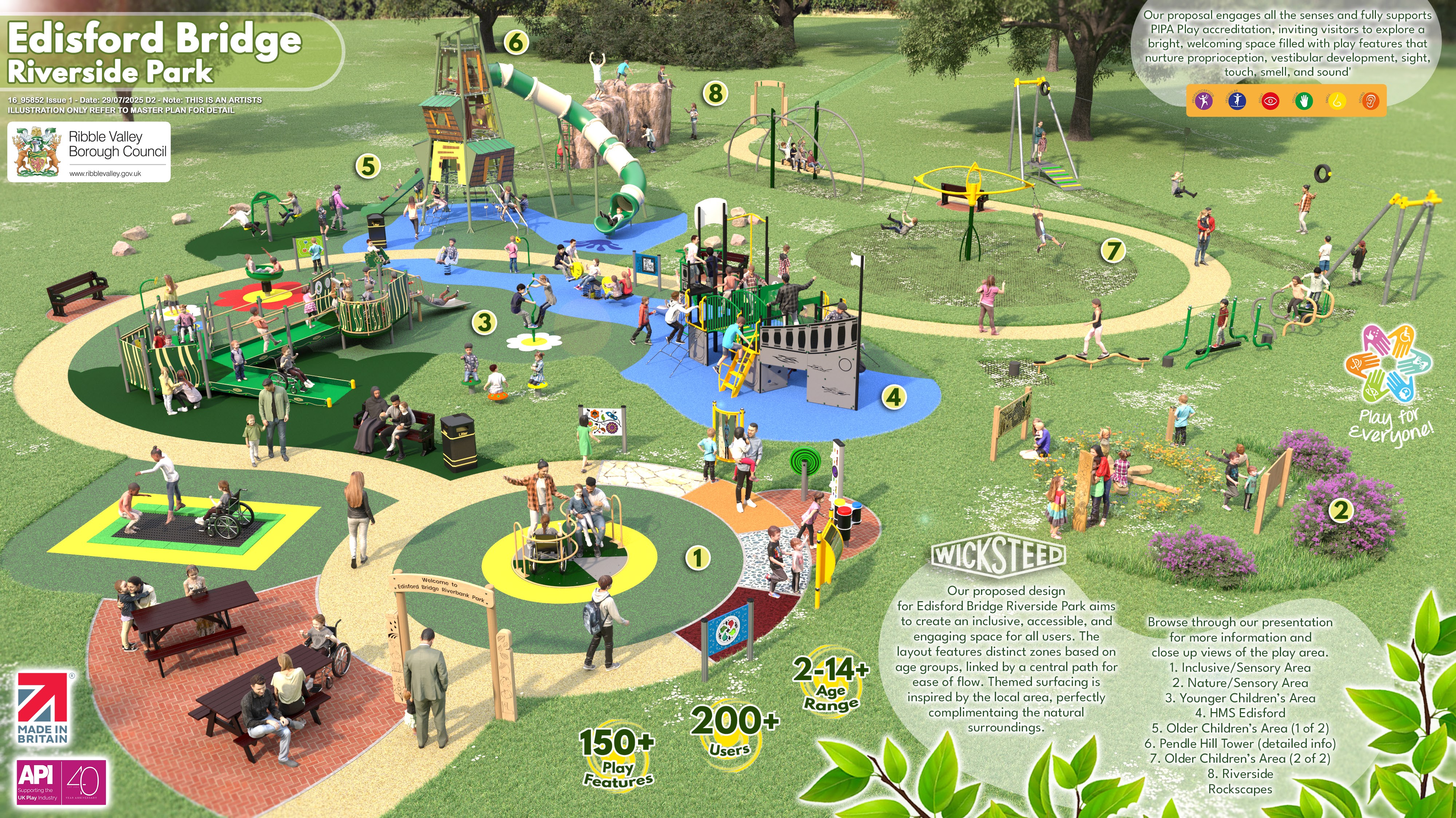 A CGI image of proposed works on Riverside Play Park, Edisford, Clitheroe.