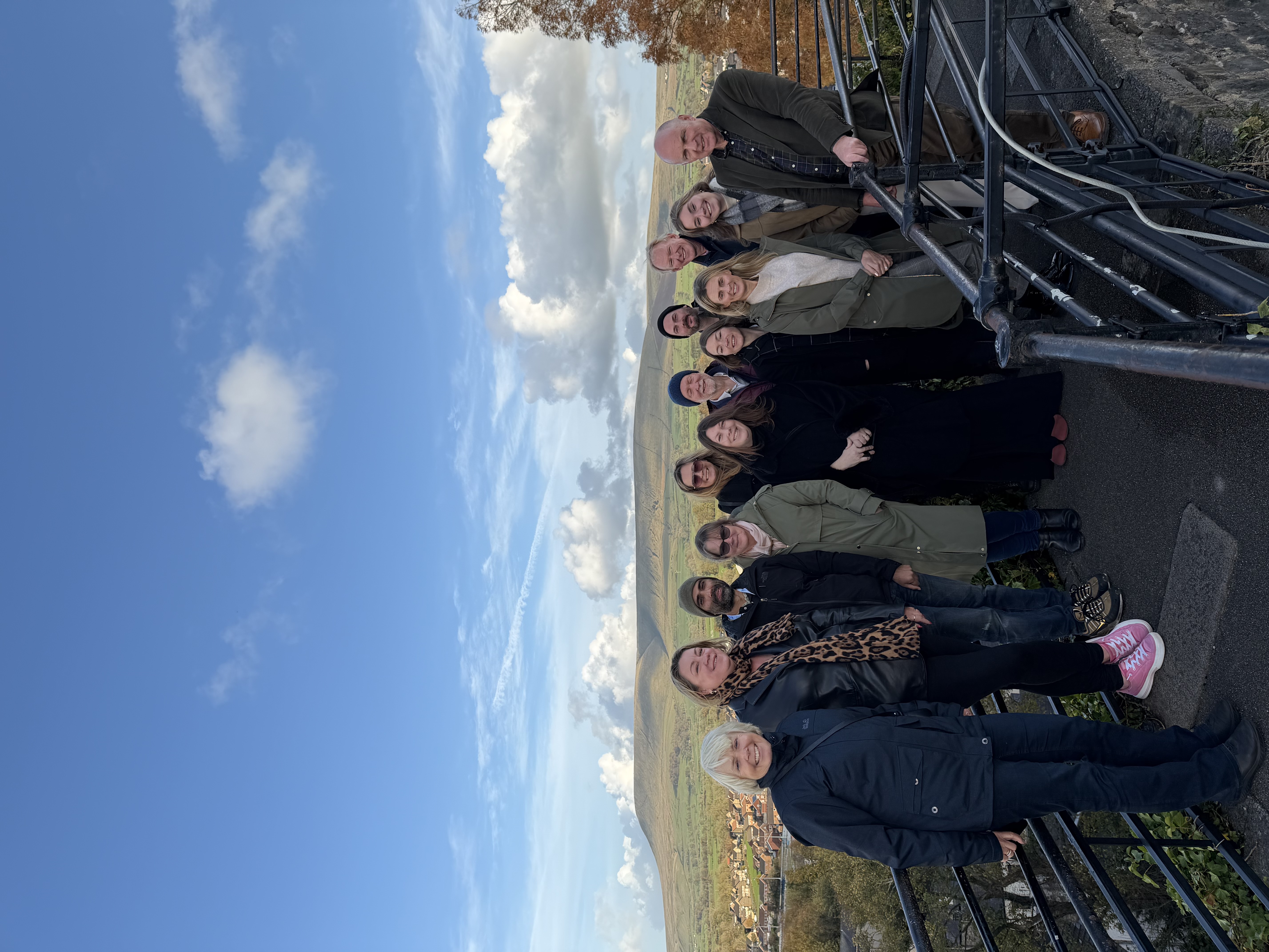 Several people stood on the outer walkway of Clitheroe Castle