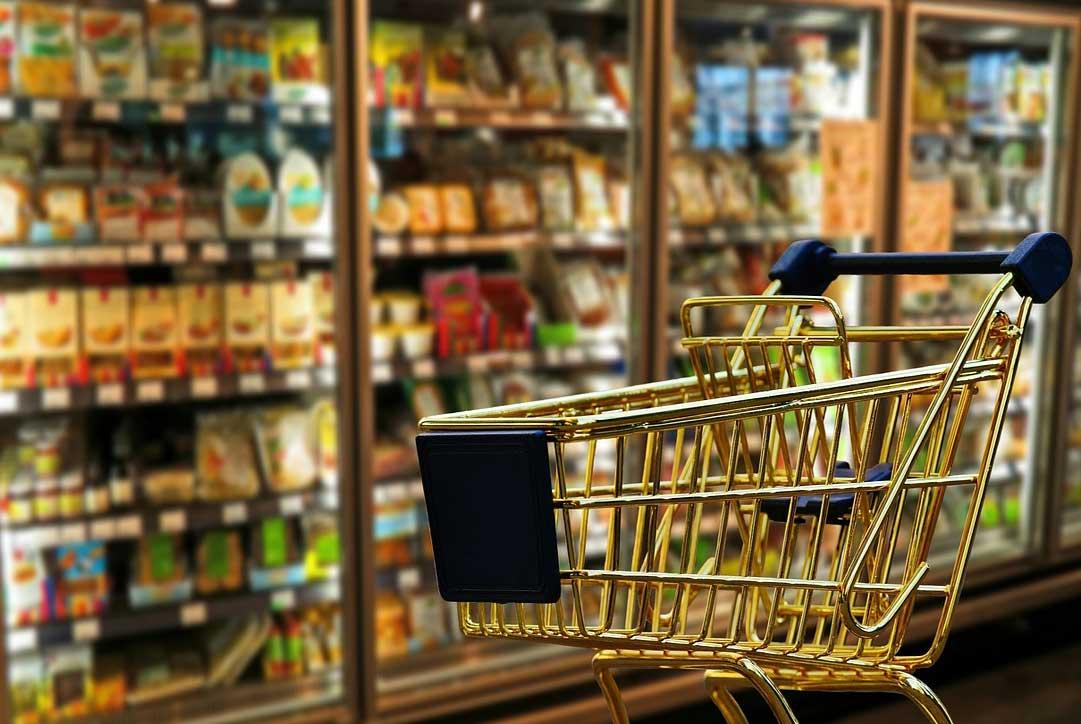 Shopping trolley in a supermarket