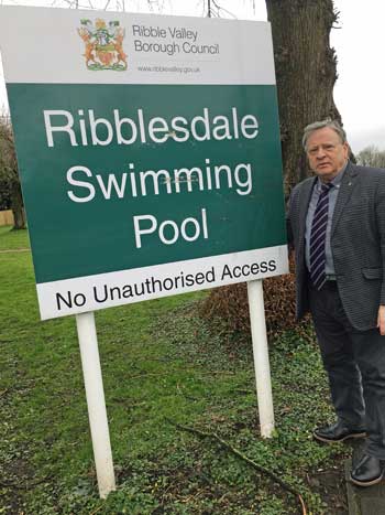 Ricky Newmark, chairman of Ribble Valley Borough Council’s community services committee outside the pool.