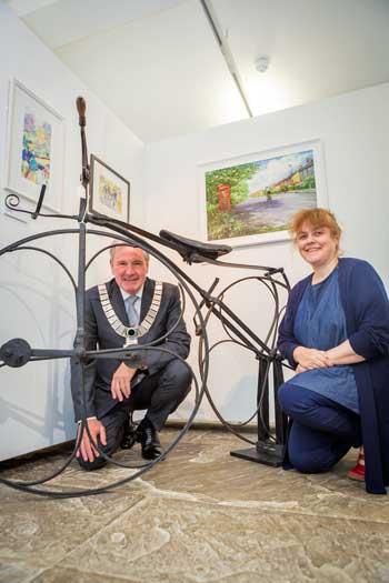 Staff with the boneshaker bicycle